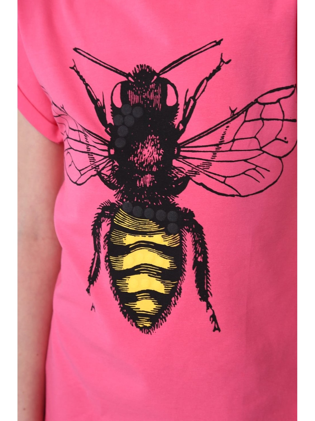 Girls\' T-shirt with a bee, amaranth NDZ8211 - Online store - Boutique